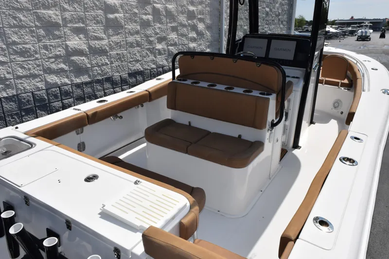 Slide: The Image of 2022 Sea Hunt Gamefish 27 boat with forward seating and modern interior design. - 7