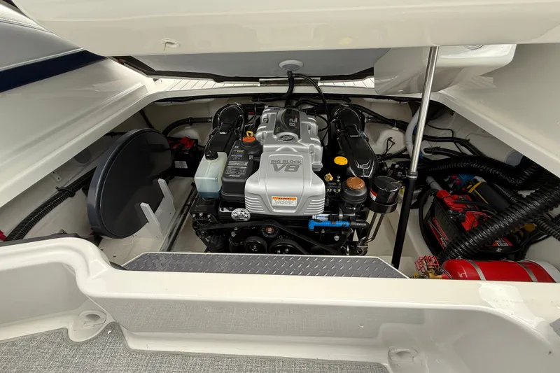 Slide: The Image of 2024 Formula 270 Bowrider engine compartment showcasing powerful V8 engine. - 19