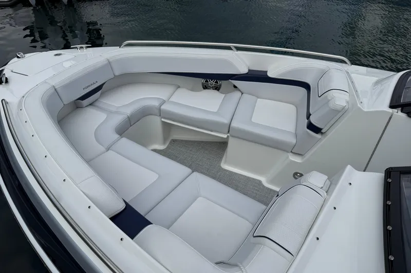 Slide: The Image of 2024 Formula 270 Bowrider boat with spacious seating and elegant design. - 3