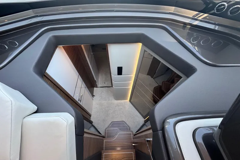 Slide: The Image of Interior view of 2026 Cobrey 45 FLY yacht, showcasing modern design and luxurious finishes. - 14