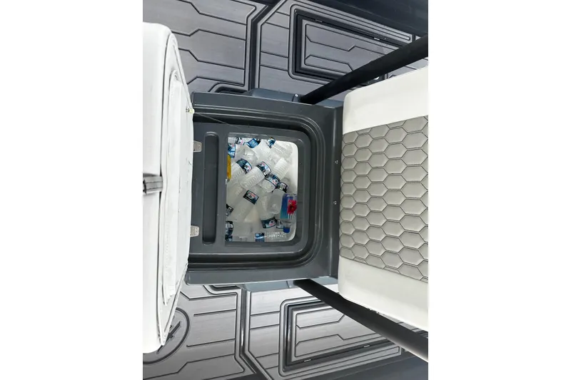 Slide: The Image of Cooler with bottled drinks inside H-Craft 27 CC boat, 2024 model. - 37