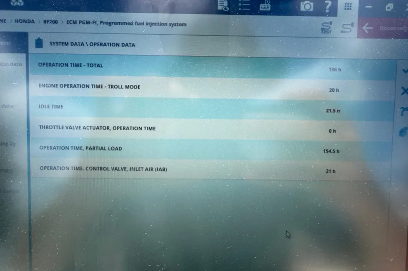 Slide: The Image of Display screen showing engine operation data for a 2009 Sea Fox 216 Center Console. - 31