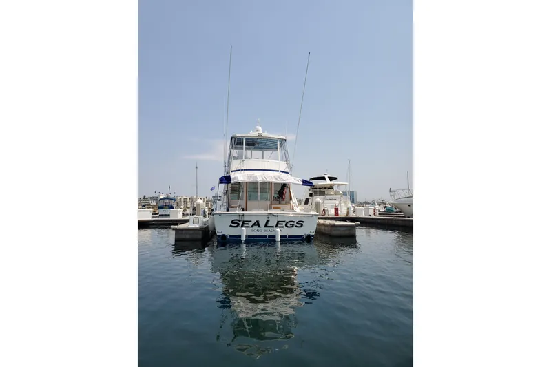 Slide: The Image of 1978 Bertram 46.6 yacht "Sea Legs" docked at marina, Long Beach. - 4