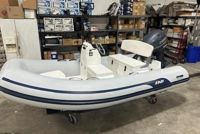 The Image of 2022 AB Inflatables Mares 11 VSX boat in a storage facility. - 1