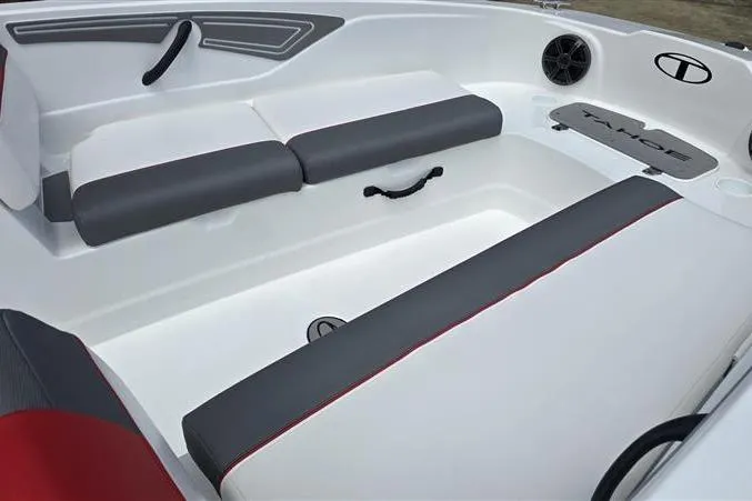 Slide: The Image of Interior of 2026 Tahoe T21 boat with sleek seating and modern design elements. - 10