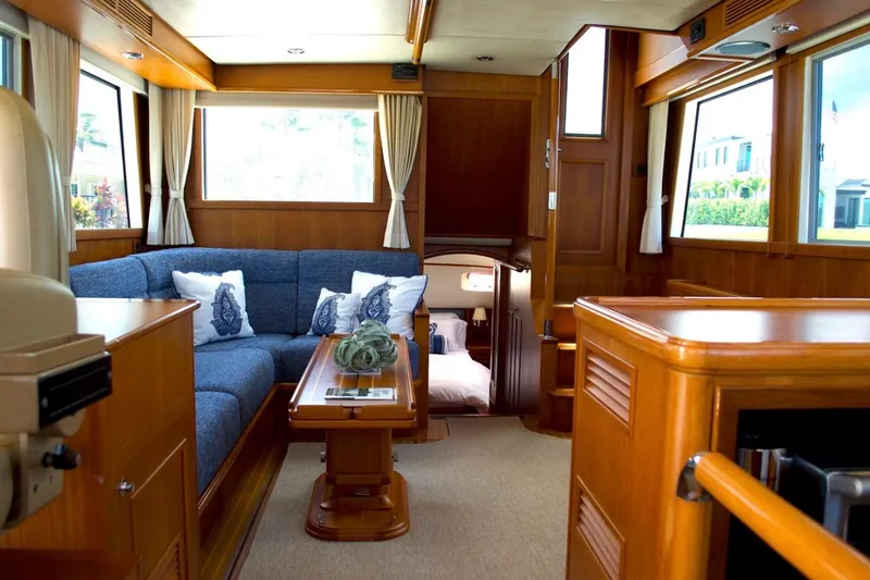 Slide: The Image of Luxurious interior of 2009 Grand Banks 47 Heritage CL yacht with elegant wood finish. - 3