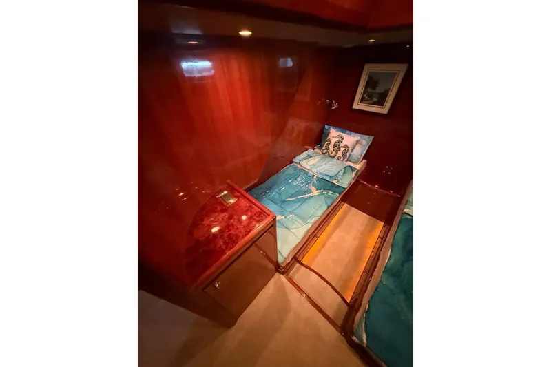 Slide: The Image of Luxurious cabin interior of 2008 Hampton 60' Aft Cabin Motor Yacht with twin beds. - 13