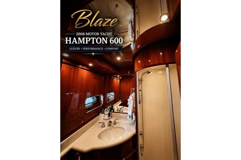 Slide: The Image of Luxurious bathroom interior of 2008 Hampton 60' Aft Cabin Motor Yacht, showcasing elegance and comfort. - 18