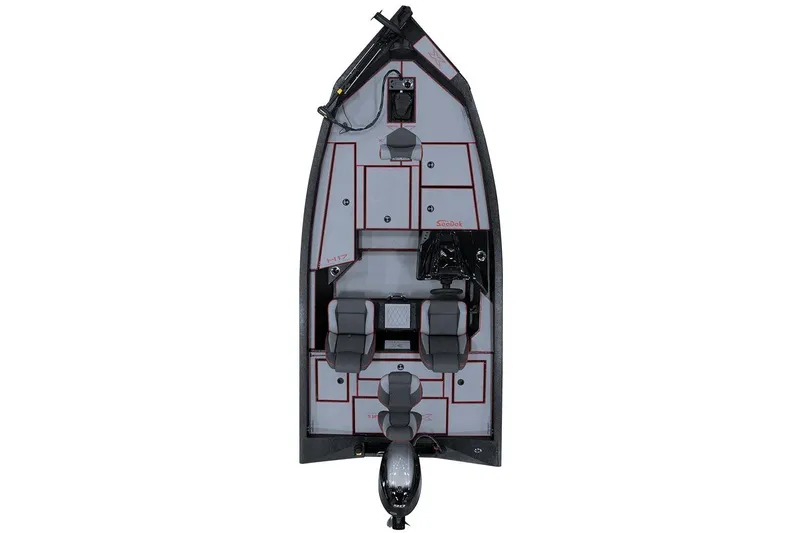 Slide: The Image of 2026 Express H18 boat, top view, showcasing seating and deck layout. - 4