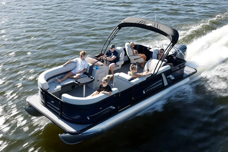 The Image of Manufacturer Provided Image: 2026 Starcraft EXS 3 FD pontoon boat cruising on water with passengers enjoying the ride. - 0