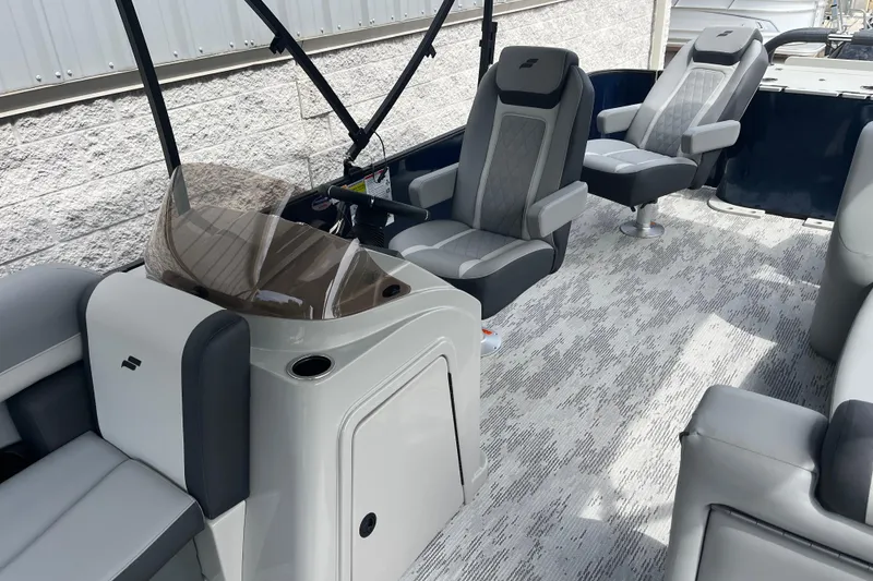 Slide: The Image of 2026 Starcraft EXS 3 FD boat interior with modern seating and sleek design. - 20