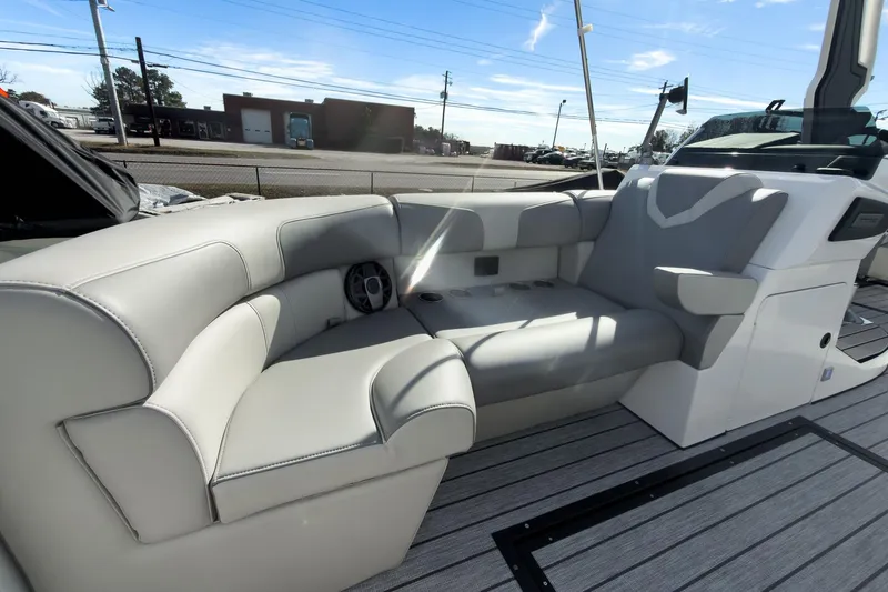 Slide: The Image of Luxurious seating on 2026 Montara Surf Boss 2.0 SL 23" boat, featuring sleek design and comfort. - 9