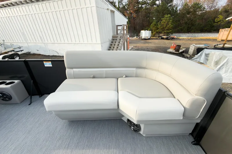 Slide: The Image of 2026 Godfrey Sweetwater Xperience 22' Tritoon with single flip lounge seating. - 12