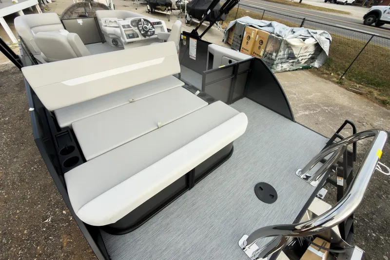 Slide: The Image of 2026 Godfrey Sweetwater Xperience 22' Tritoon with single flip lounge seating. - 24