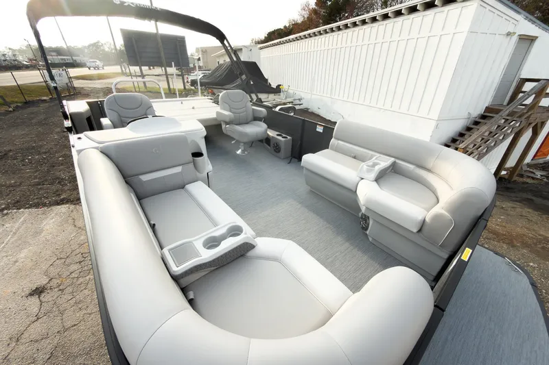 Slide: The Image of 2026 Godfrey Sweetwater Xperience 22' Tritoon with luxurious seating and modern design. - 7