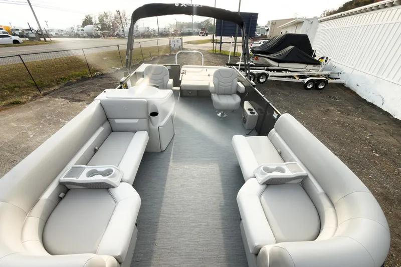 Slide: The Image of 2026 Godfrey Sweetwater Xperience 22' Tritoon with spacious seating and modern design. - 9