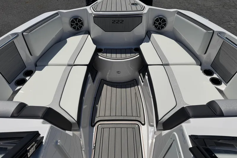 Slide: The Image of 2023 Yamaha Boats 222SD interior with sleek seating and modern design. - 4