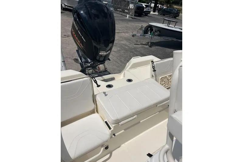 Slide: The Image of 2021 Skeeter SX2250 boat with Yamaha 250 engine, featuring comfortable seating and sleek design. - 17