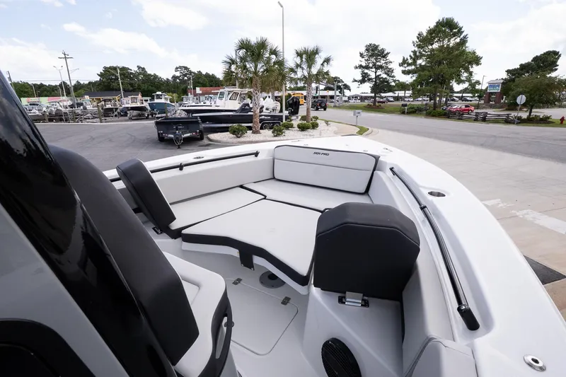 Slide: The Image of 2026 Sea Pro 245FLXR Sandbar boat interior with spacious seating and modern design. - 15