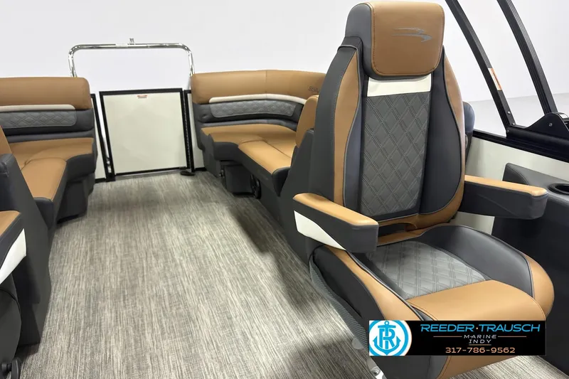 Slide: The Image of Interior of 2026 Bennington 22 SSR pontoon boat with luxurious seating and modern design. - 4