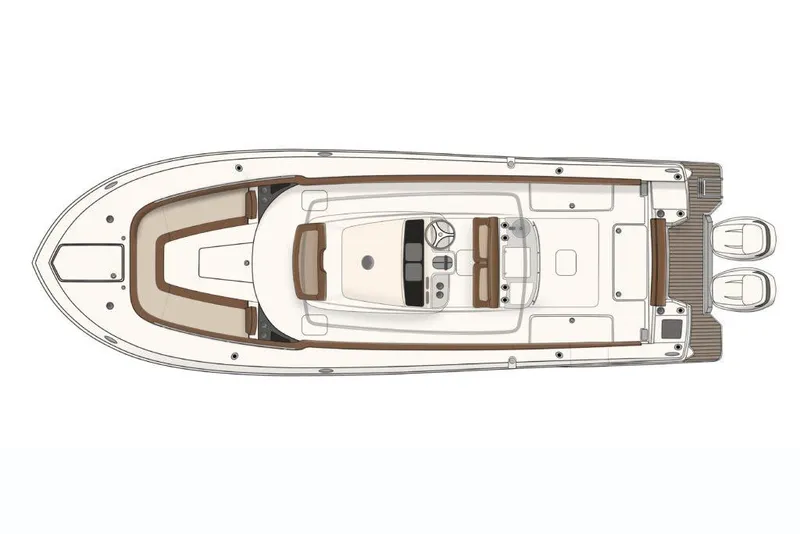 Slide: The Image of Manufacturer Provided Image: Top view of a 2021 Scout 277 LXF boat layout. - 46