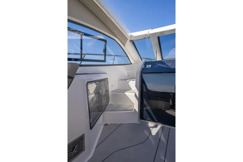 Slide: The Image of 2025 NX Boats NX41 HORIZON interior with modern design and sleek glass features. - 40