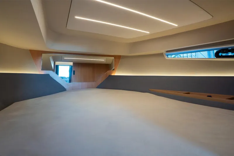 Slide: The Image of Luxurious interior of 2025 NX Boats NX41 HORIZON with modern lighting and sleek design. - 46