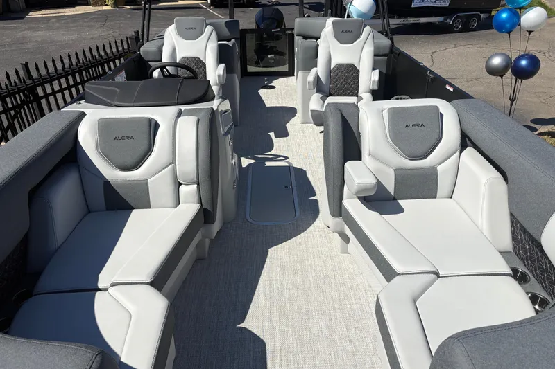 Slide: The Image of Luxurious interior of 2026 Alera 23Q boat with plush seating and modern design. - 6