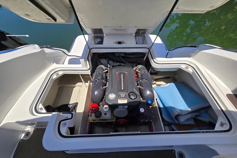 Slide: The Image of 2016 Cobalt R3 boat engine compartment with Volvo Penta V8 engine. - 36