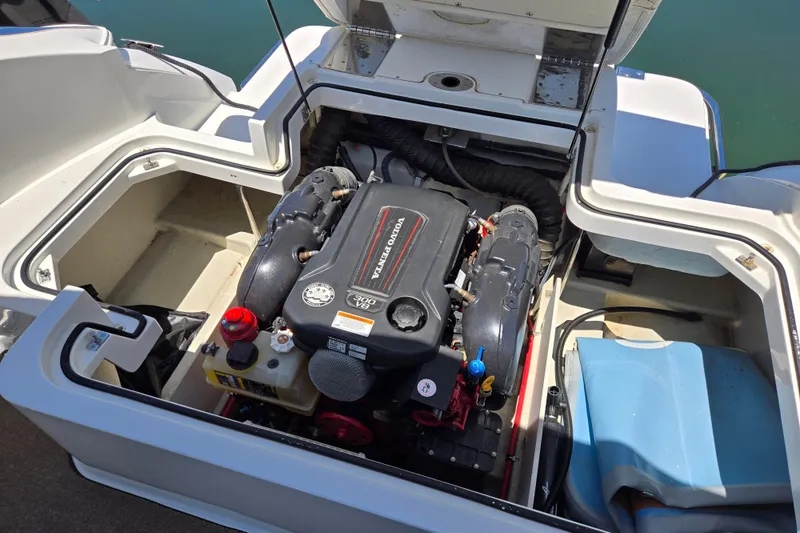 Slide: The Image of Engine compartment of a 2016 Cobalt R3 boat with Volvo Penta engine. - 37