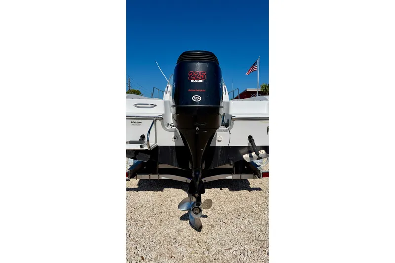 Slide: The Image of Rear view of a 2005 Sea Pro 220 Walk Around with Suzuki 225 outboard motor. - 33