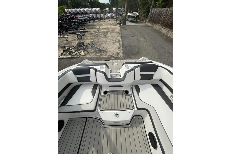Slide: The Image of 2025 Yamaha Boats 195S interior with sleek seating and modern design. - 11