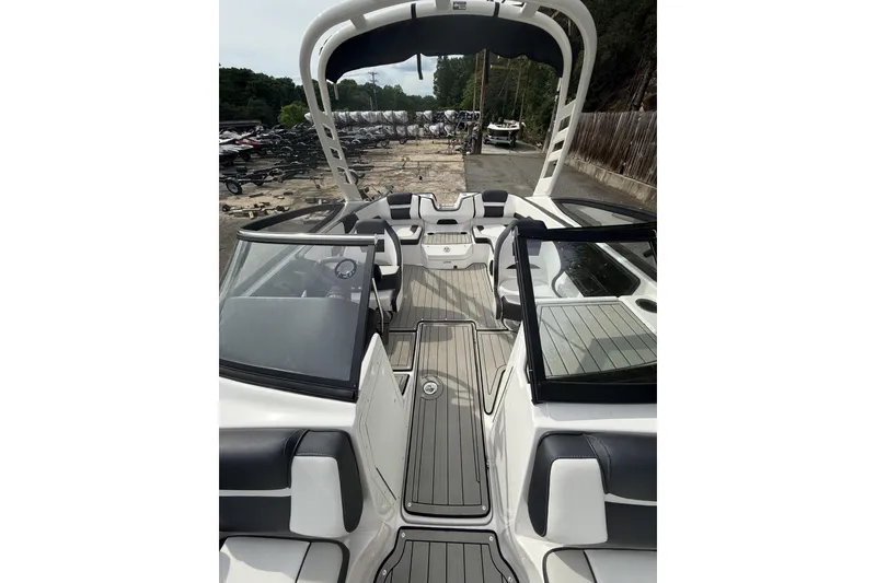 Slide: The Image of 2025 Yamaha Boats 195S interior with sleek seating and modern design. - 8