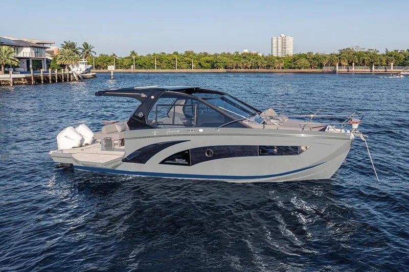 The Image of Modern Hanover 347 yacht cruising on a sunny day, showcasing sleek design and luxury features. - 1