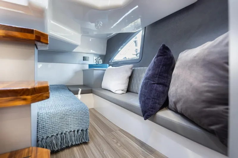 Slide: The Image of Luxurious interior of 2027 Hanover 347 yacht with cozy seating and modern design. - 5