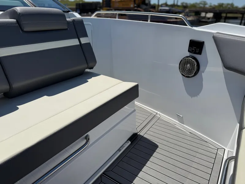 Slide: The Image of Interior of 2021 Cruisers Yachts 38 GLS with seating and speaker. - 38