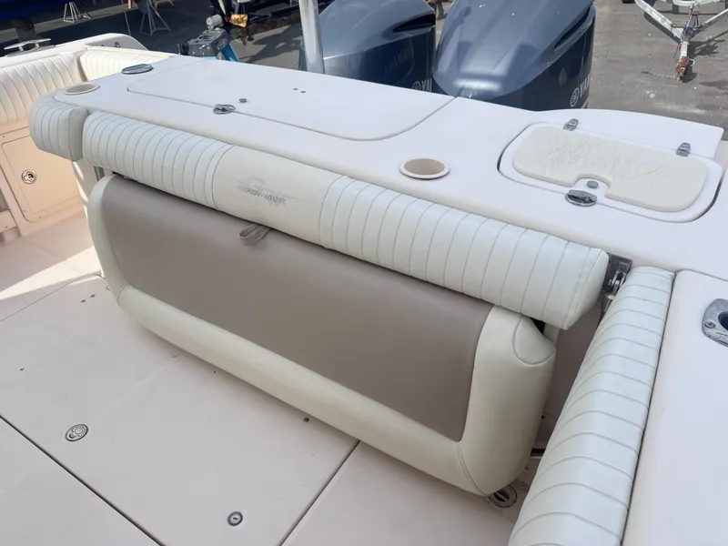 Slide: The Image of Grady-White Tournament 307 boat seat, 2009 model, white upholstery. - 31