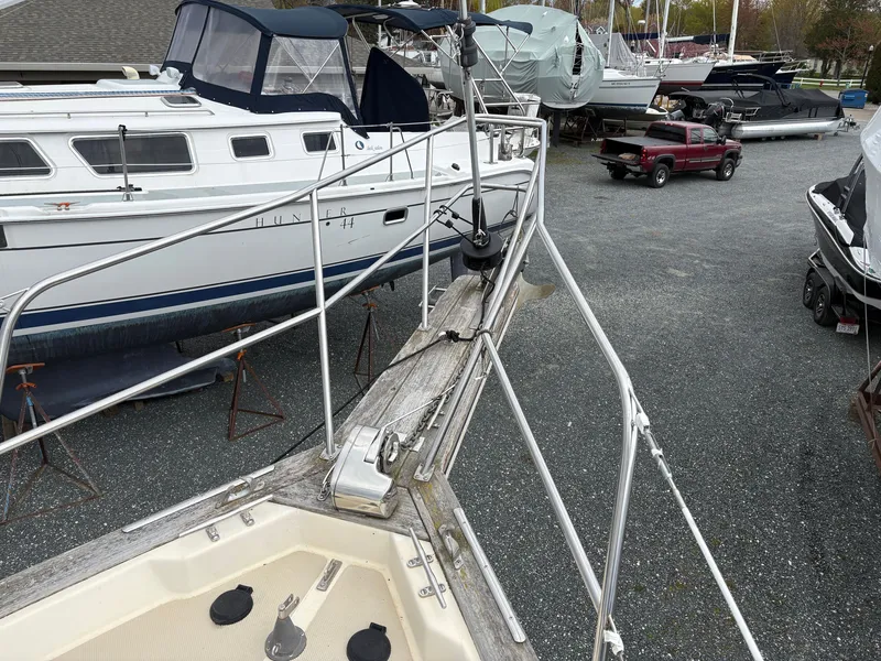 Slide: The Image of 1988 Island Packet IP31 in dry dock alongside other boats. - 6