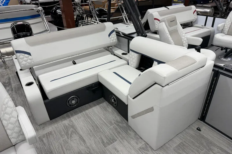 Slide: The Image of Luxurious seating on 2026 Crest Conquest 210 SLS boat, featuring modern design and comfort. - 4