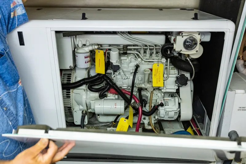 Slide: The Image of Engine compartment of a 2005 West Bay 86 Raised Pilothouse Motor Yacht. - 121
