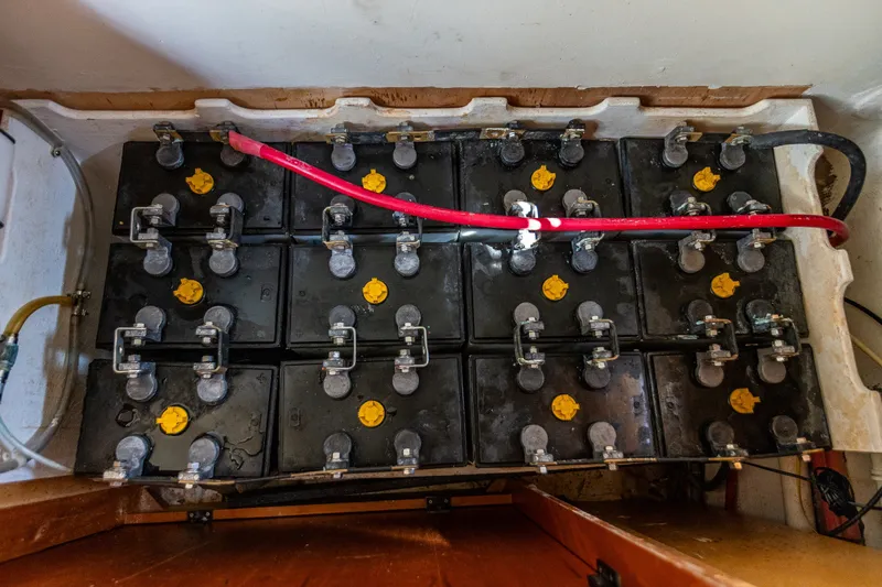 Slide: The Image of Battery compartment of 2005 West Bay 86 Raised Pilothouse Motor Yacht. - 124