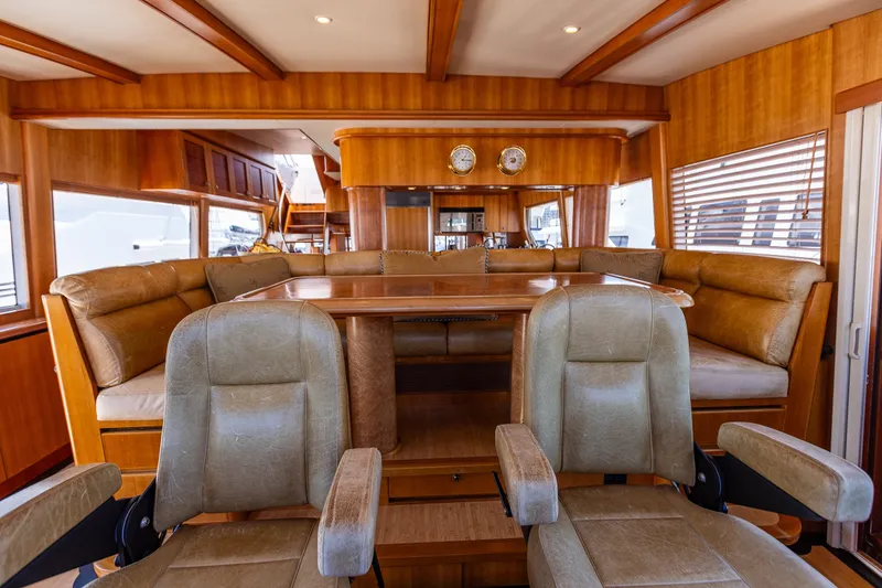 Slide: The Image of Luxurious interior of 2005 West Bay 86 Raised Pilothouse Motor Yacht with leather seating. - 36