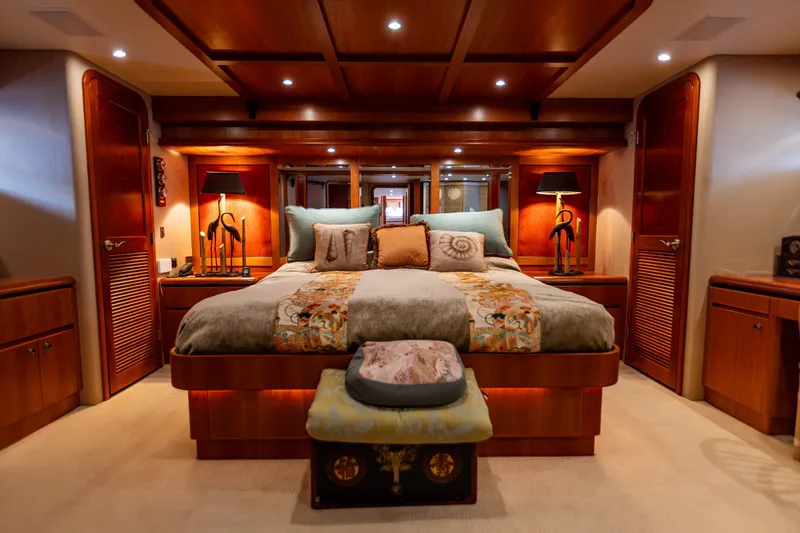 Slide: The Image of Luxurious bedroom interior of 2005 West Bay 86 Raised Pilothouse Motor Yacht. - 55