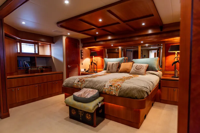 Slide: The Image of Luxurious bedroom interior of 2005 West Bay 86 Raised Pilothouse Motor Yacht. - 61