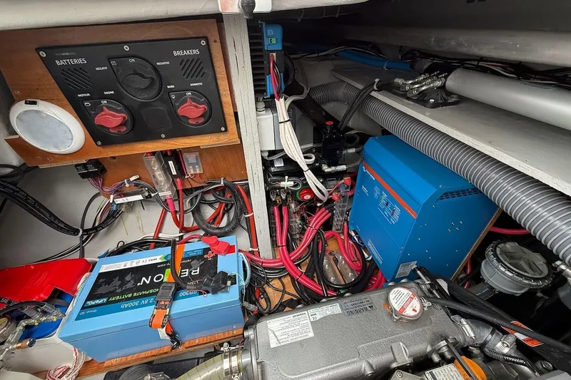 Slide: The Image of Electrical system and battery setup in a 2022 Lagoon 46 yacht. - 37