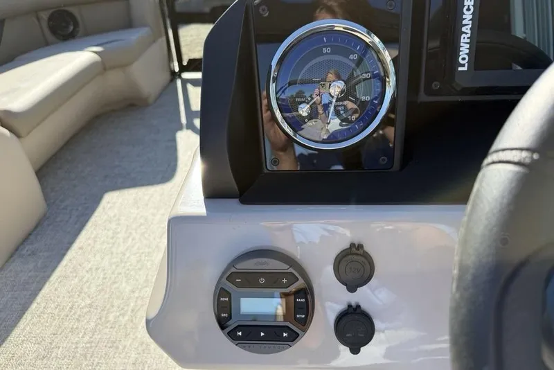 Slide: The Image of Dashboard of 2026 Premier 220 Sunscape RF XLC boat with gauges and controls. - 17
