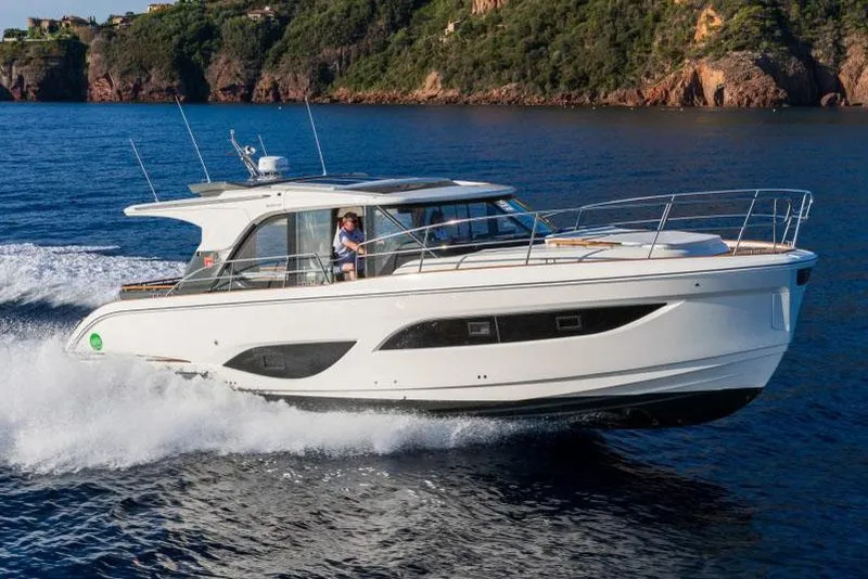 Slide: The Image of Manufacturer Provided Image: Marex 440 Gourmet Cruiser 2026 on the sea, luxurious design. - 2