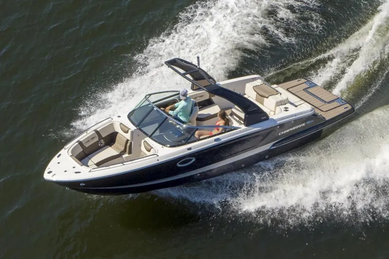 Slide: The Image of Manufacturer Provided Image: 2023 Chaparral 267 SSX speedboat cruising on water. - 5