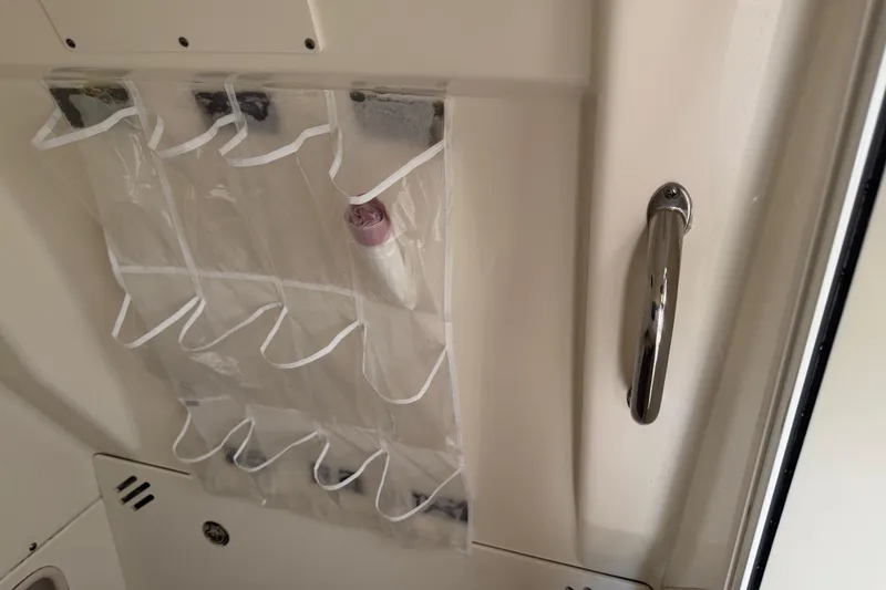 Slide: The Image of Storage pocket and handle inside 2016 Boston Whaler 250 Outrage boat. - 35