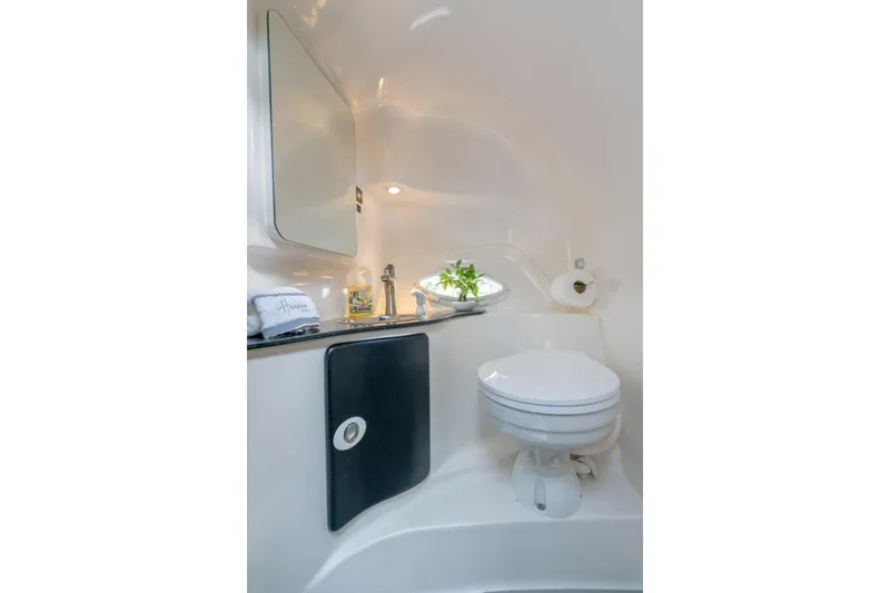 Slide: The Image of Modern bathroom in Hanover 305, 2027 model, featuring sleek design and compact fixtures. - 7
